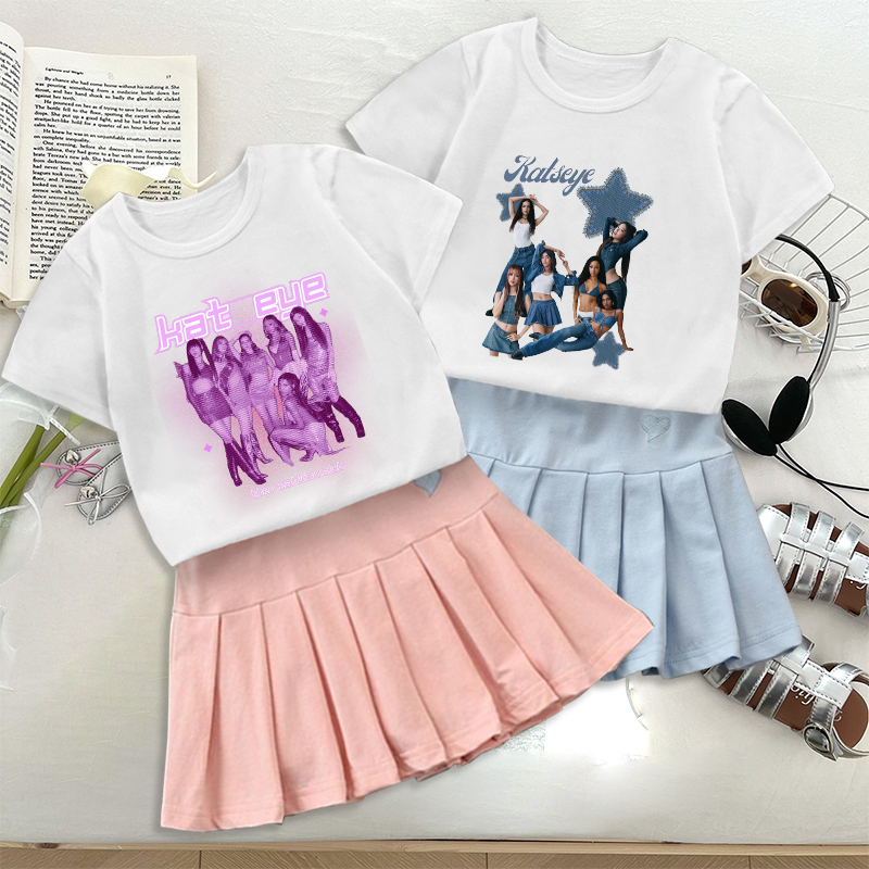 Embroidery Skirt - Mode K POP K-KATSEYE T-shirt jupe