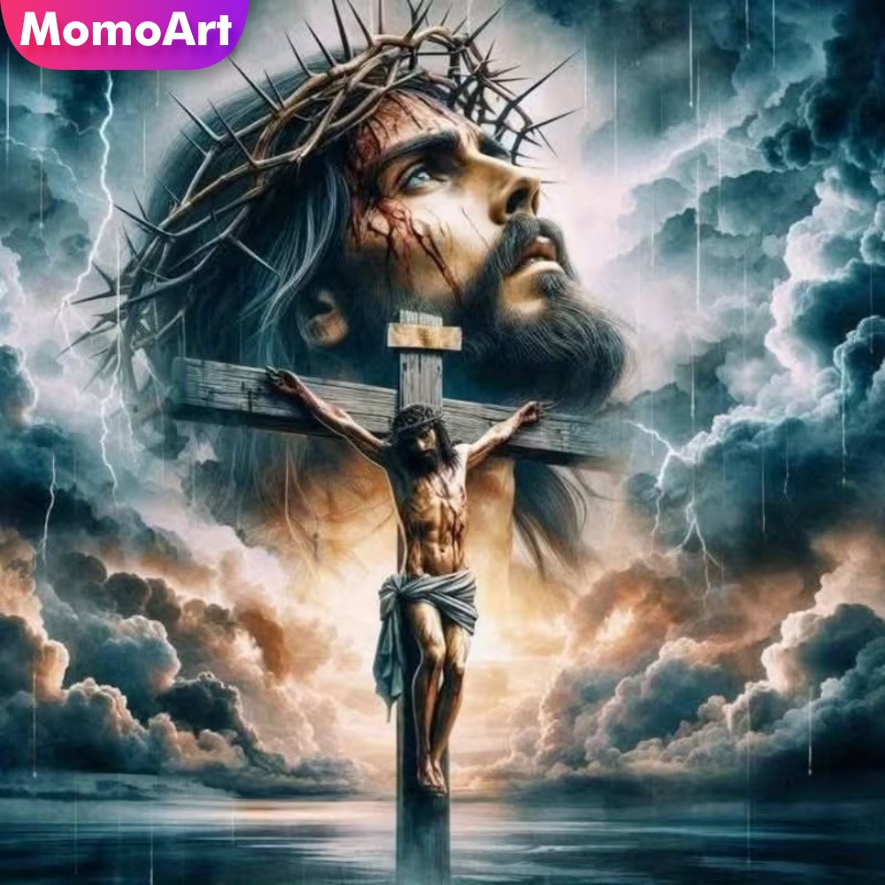 Embroidery Jesus - Momoart Peinture Diamant Portrait de Homme