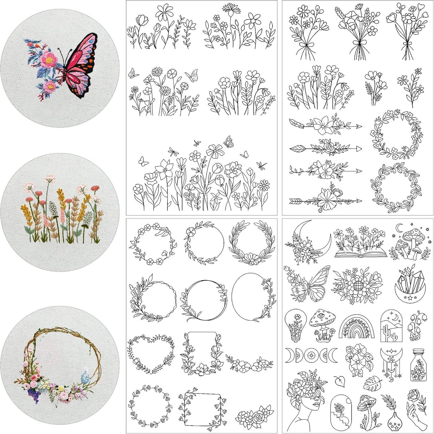 Embroidery Web - 4 feuilles de motif de broderie