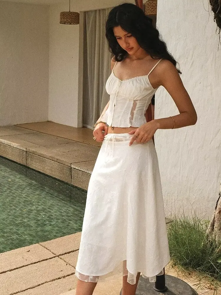 Embroidery Skirt - Chicheca-Ensemble de robe et jupe assortis