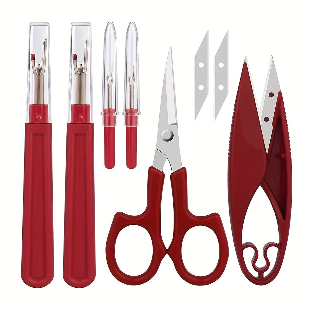 Embroidery Removal Tool - Kit de découseur de couture rouge,