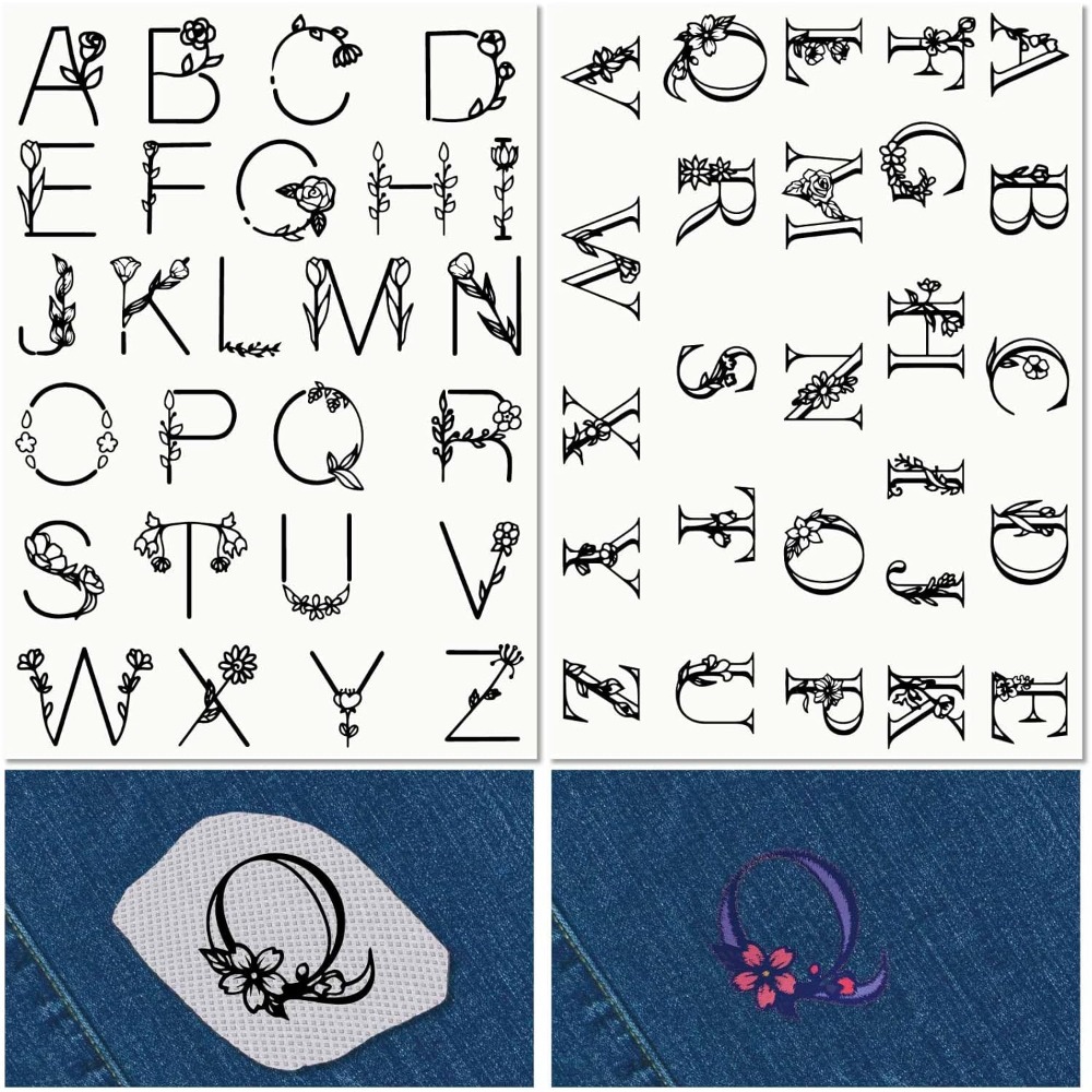 Printed Embroidery Kit - Lettre A-Z Soluble Dans L'eau Broderie