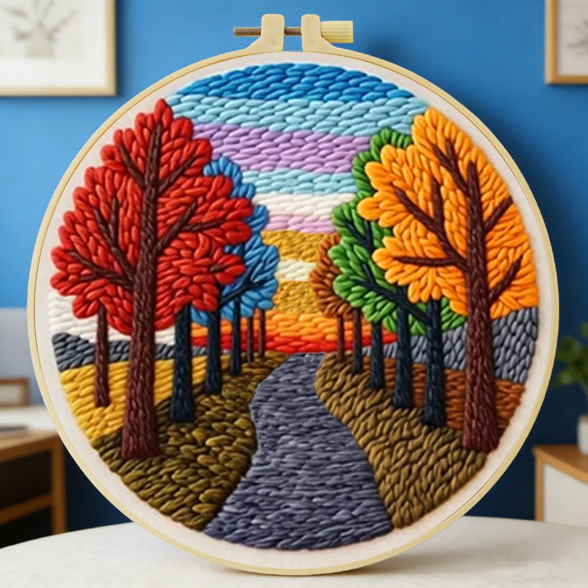 Printed Embroidery Kit - Kit de broderie au poinçon Paysage
