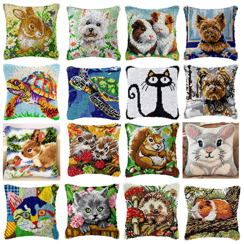 Printed Embroidery Kit - Bricolage lapin chat loquet crochet tapis