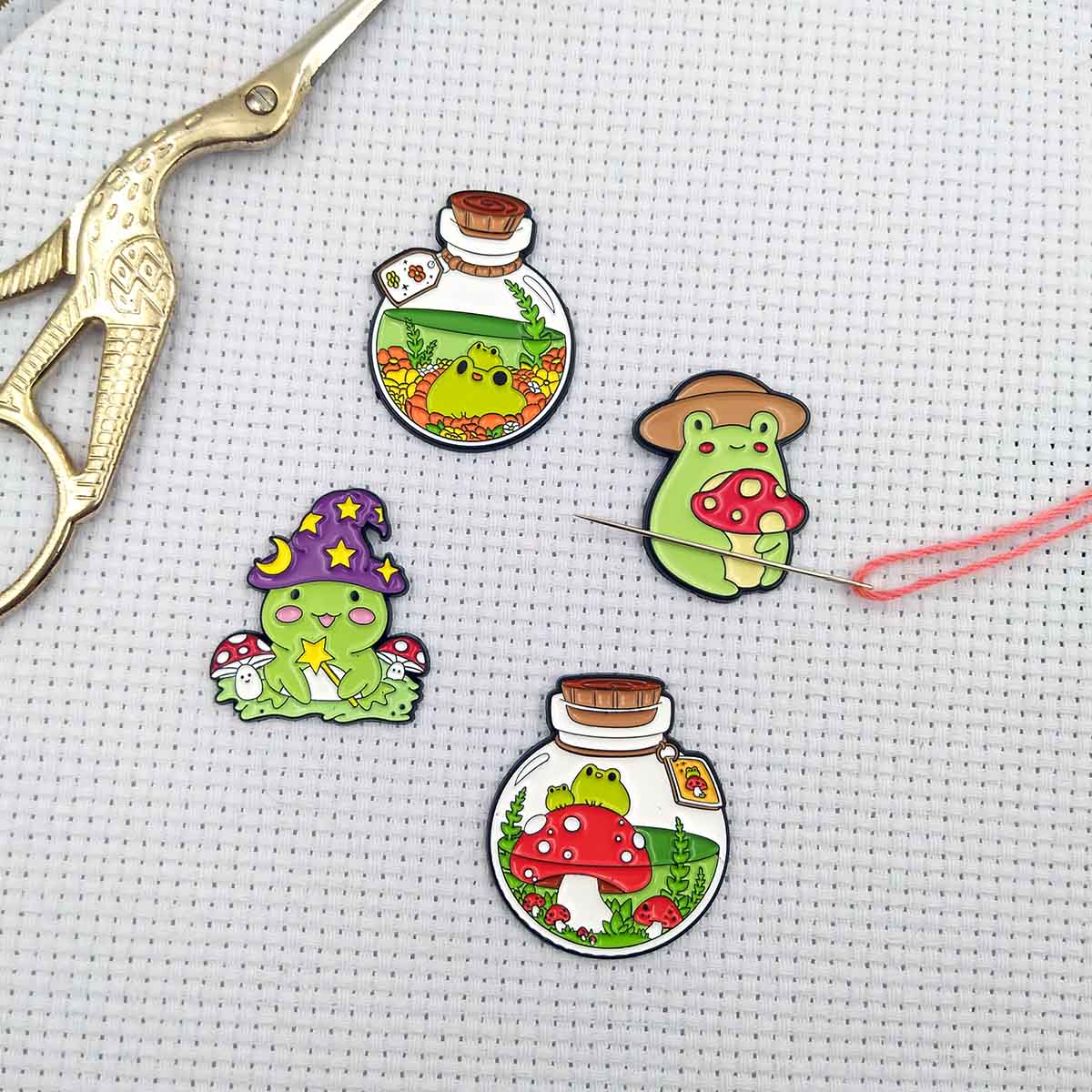 Needle Minder Magnet - Porte-aiguilles grenouille pour broderie, support magnétique