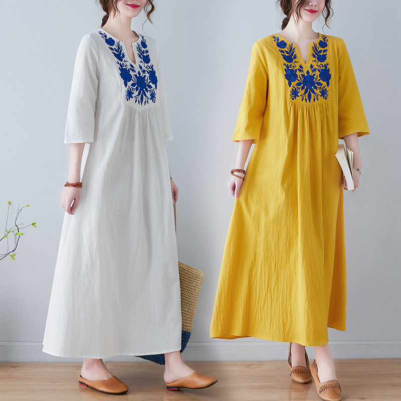 Embroidery Skirt - Nouvelle robe longue en coton et