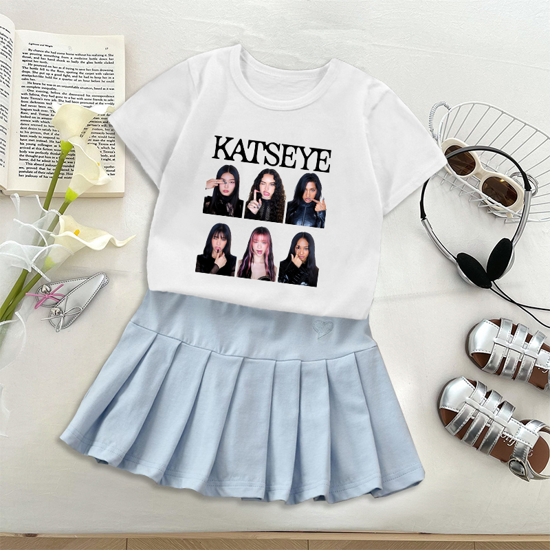 Mode K POP K-KATSEYE T-shirt j - Embroidery Skirt avis et prix