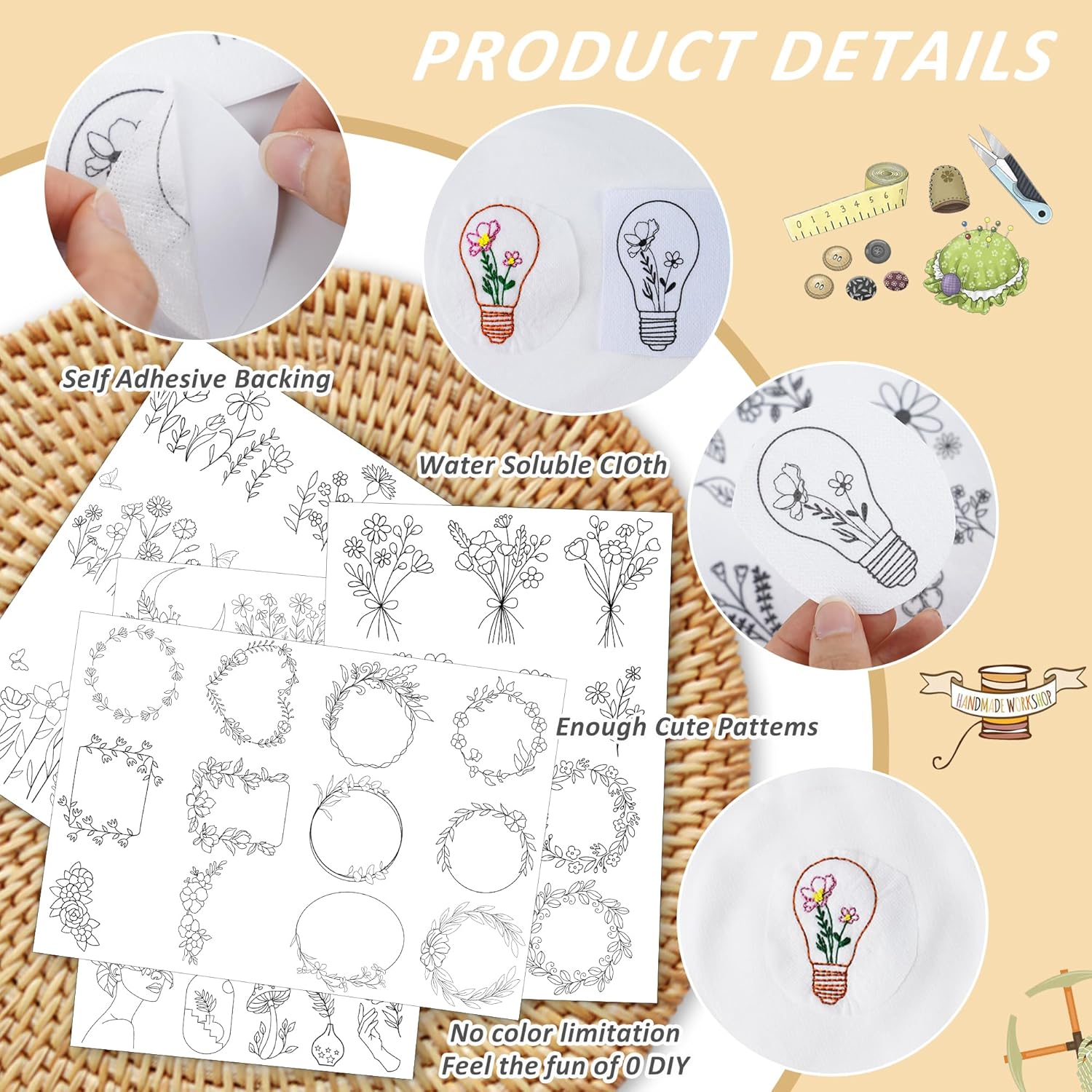 4 feuilles de motif de broderi - Embroidery Web avis et prix