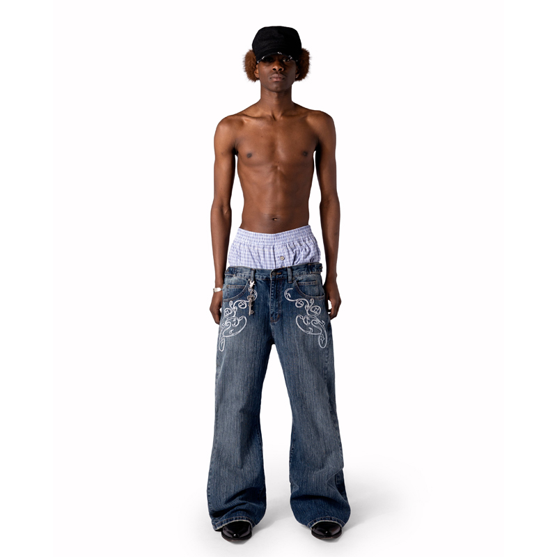 Jean Bootcut Y2K Bleu Délavé V - Embroidery On Jeans avis et prix