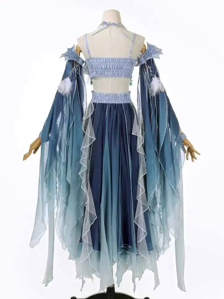 Robe bleue exotique à broderie - Embroidery Skirt avis et prix