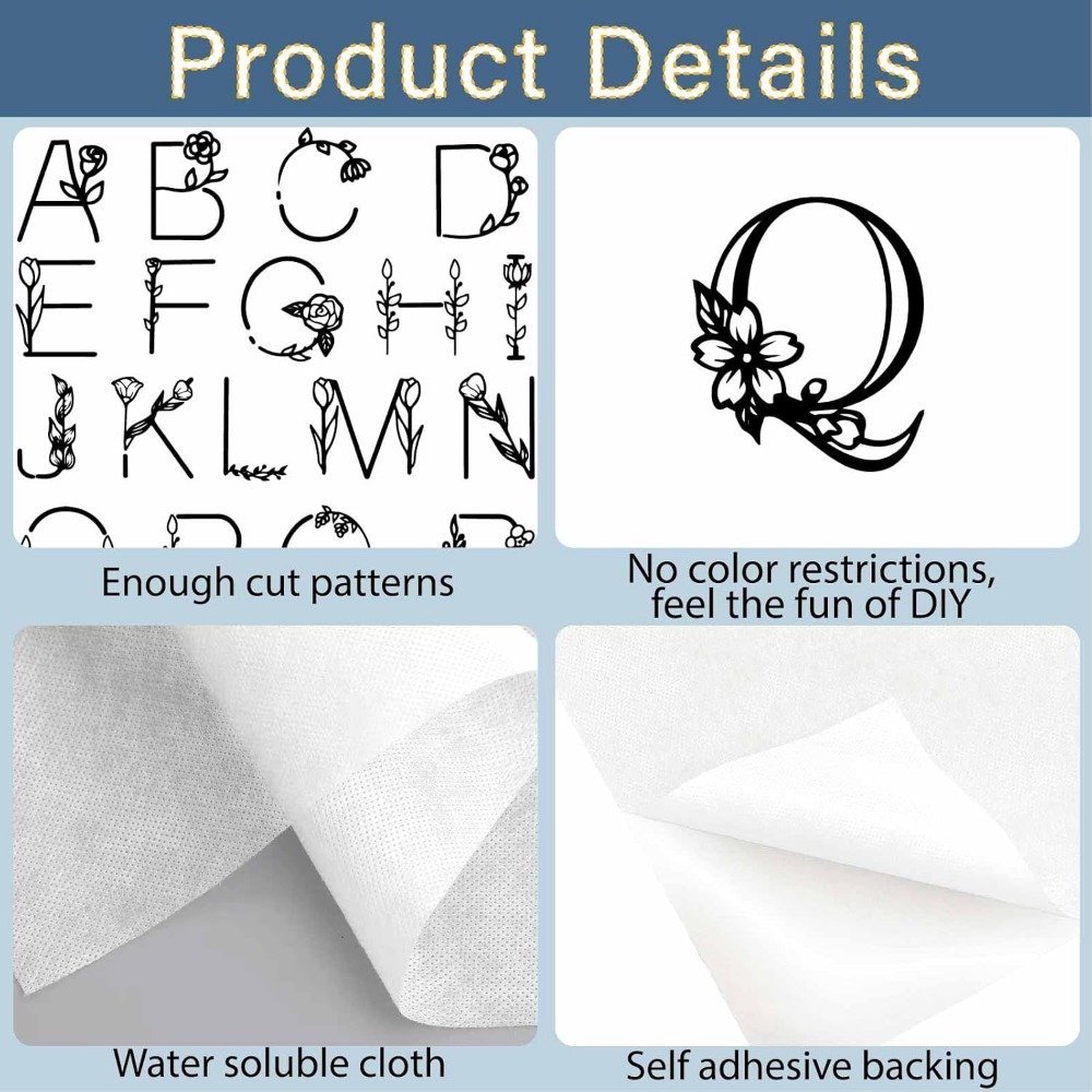 Lettre A-Z Soluble Dans L'eau  - Printed Embroidery Kit avis et prix