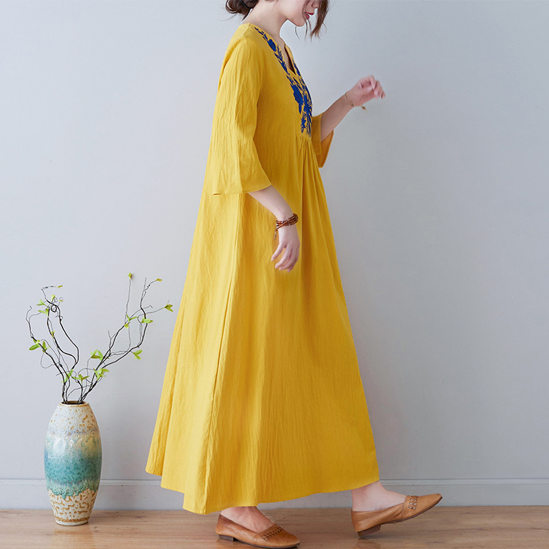 Nouvelle robe longue en coton  - Embroidery Skirt avis et prix