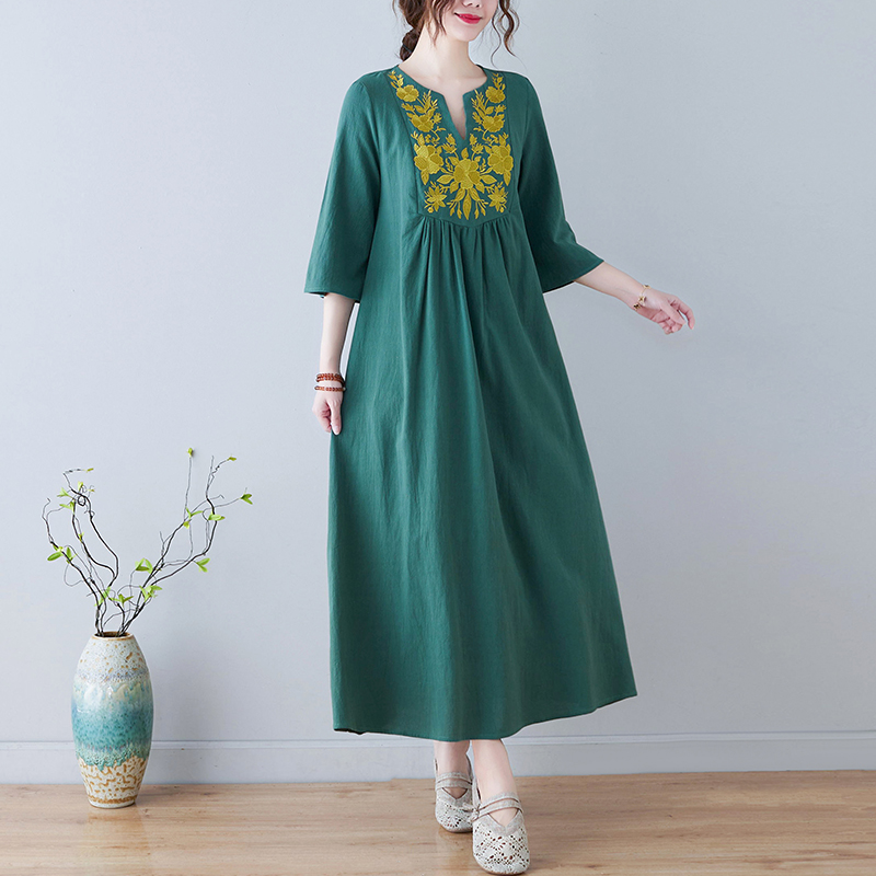 Nouvelle robe longue en coton  - Embroidery Skirt avis et prix