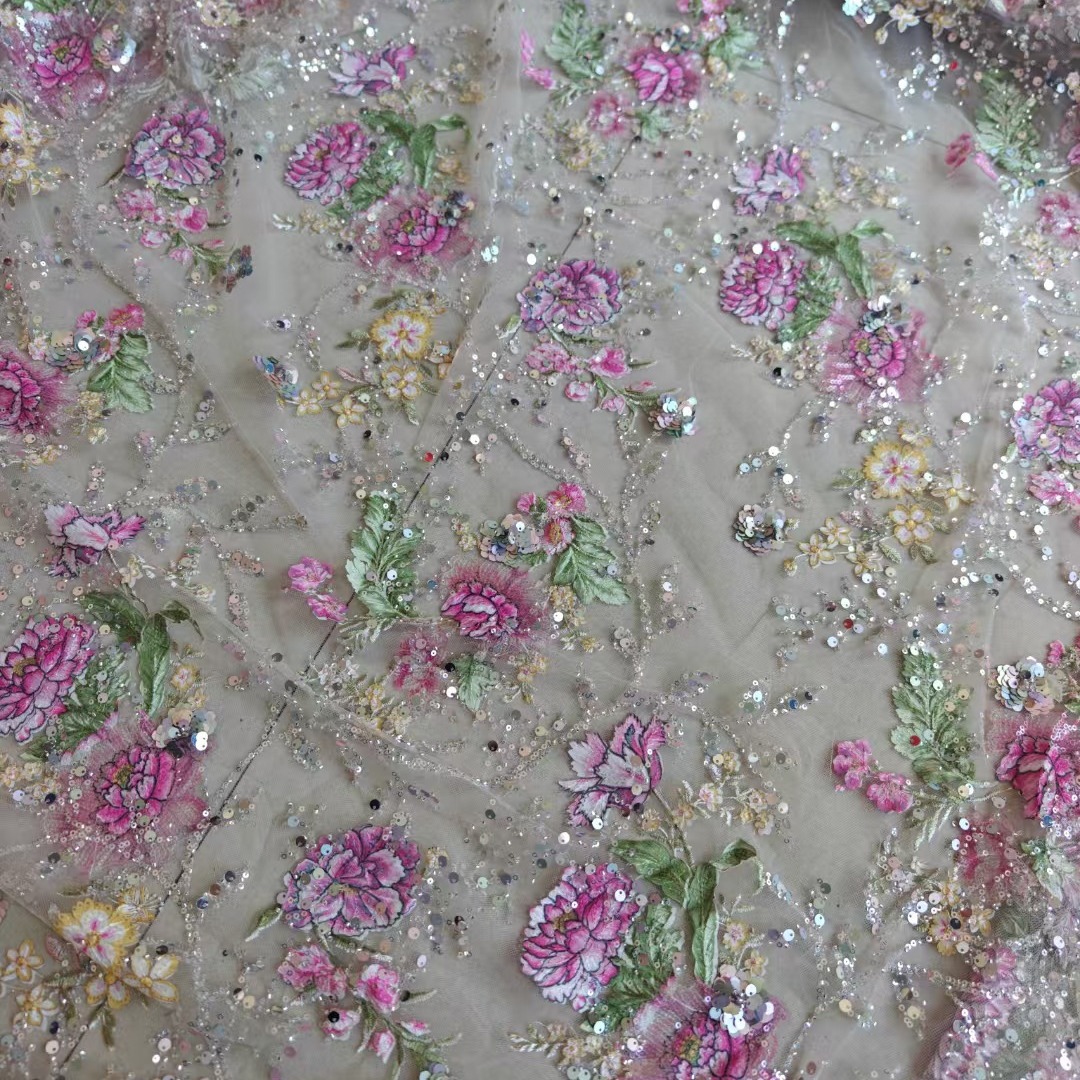 Tissu en dentelle perlée de lu - Embroidery Web avis et prix