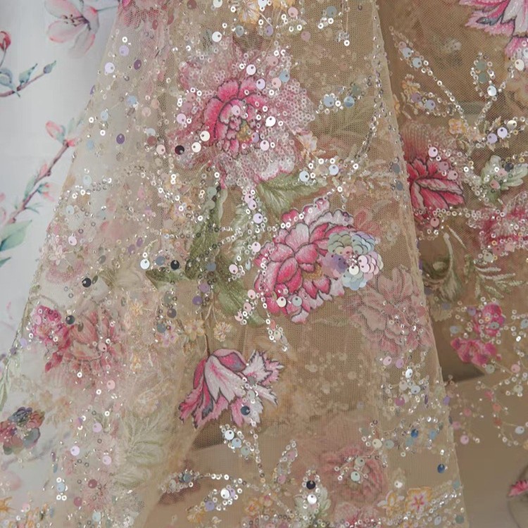 Tissu en dentelle perlée de lu - Embroidery Web avis et prix