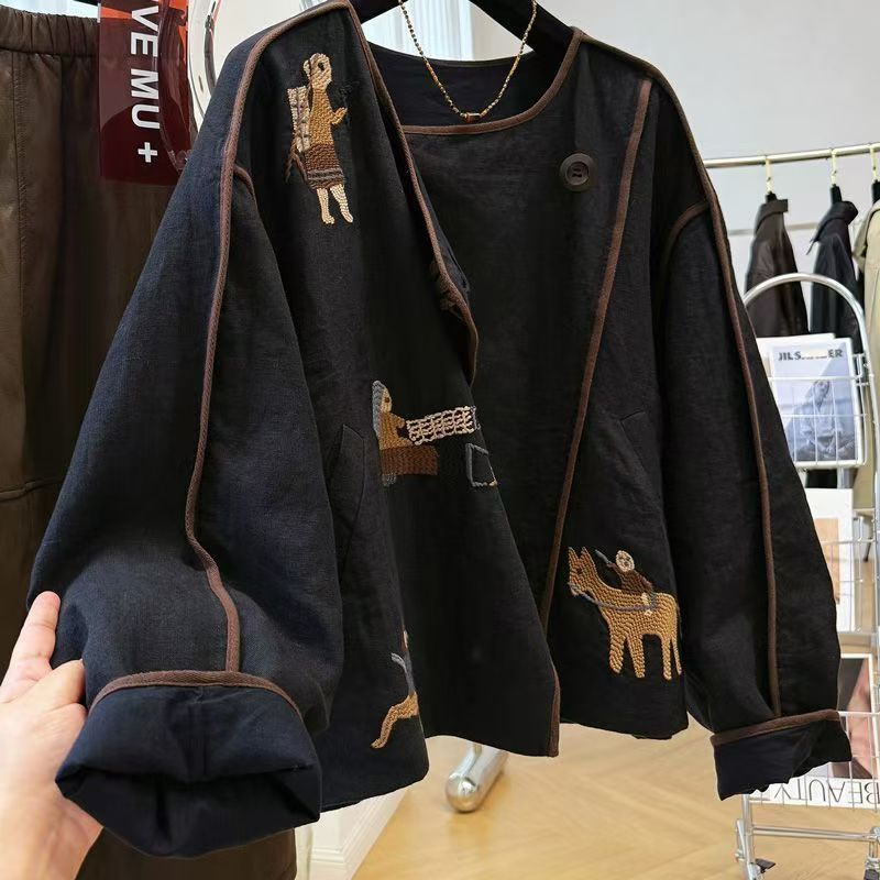 Veste courte à col rond avec b - Embroidery Origin avis et prix