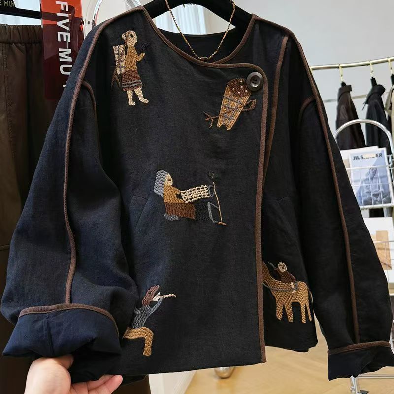 Veste courte à col rond avec b - Embroidery Origin avis et prix