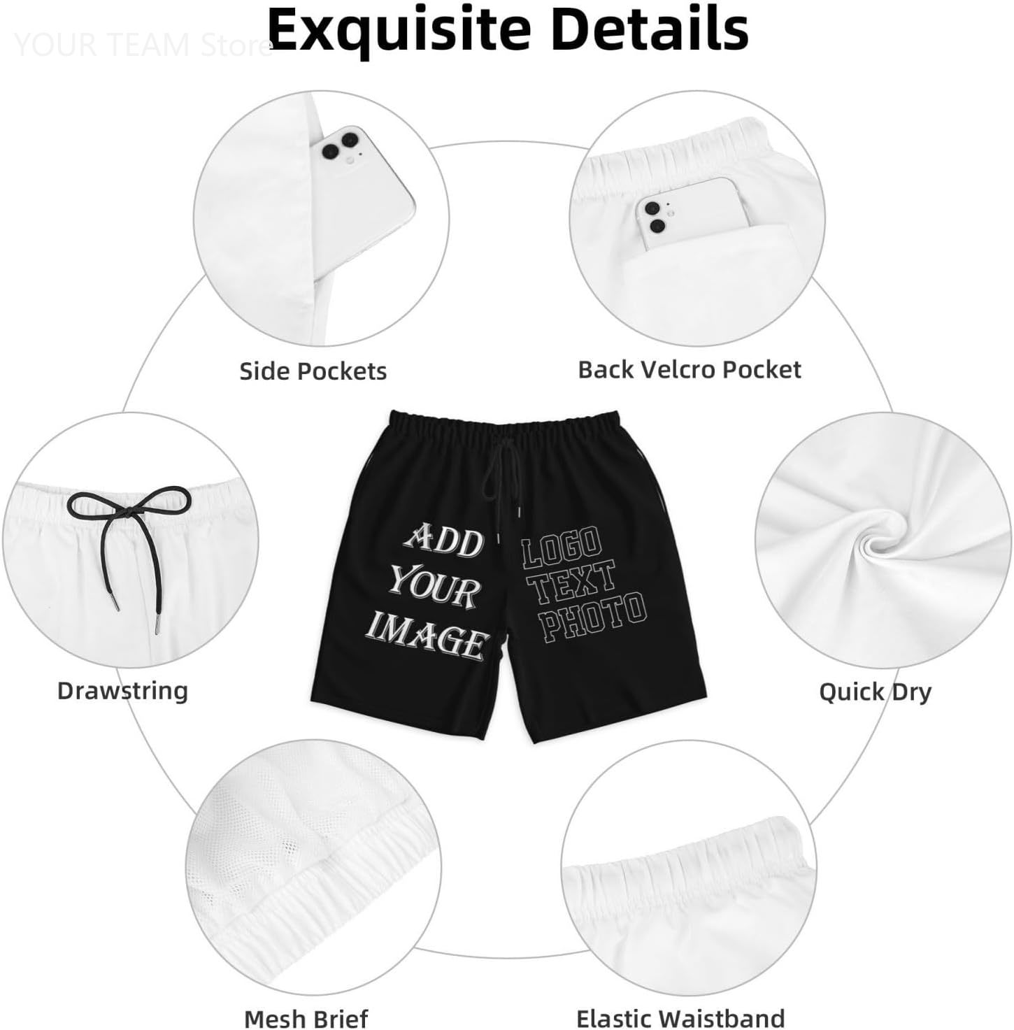 Shorts personnalisés pour homm - Embroidery Design Logo avis et prix